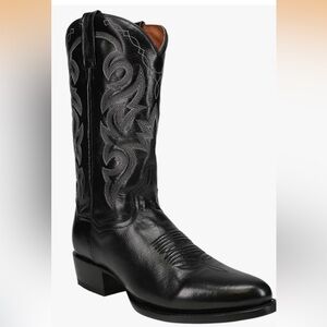DAN POST MILWAUKEE BLACK LEATHER WESTERN  BOOTS EMBROIDERED STITCHING SZ 11.5